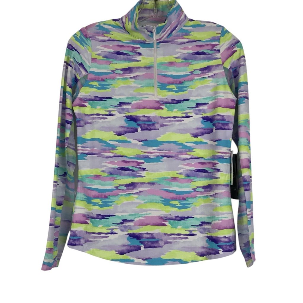 Ibkul Shirt Womens Size Xs 1/4 Zip Mock Neck Long Sleeve Golf Purple Blue Green